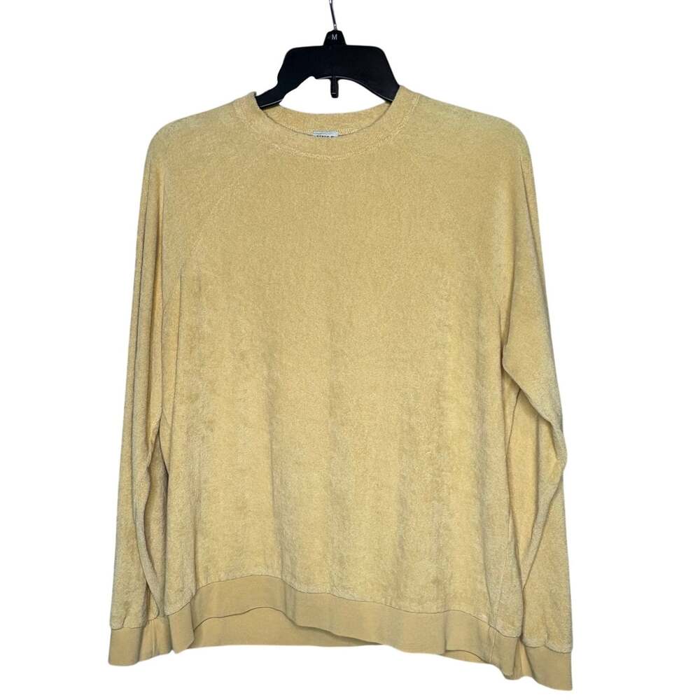 Kule Yellow Franny Crewneck Terry Cloth Long Sleeve Sweatshirt Cozy Size Small